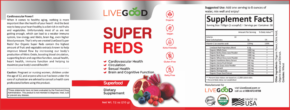 LiveGood Super Reds Supplement Facts
